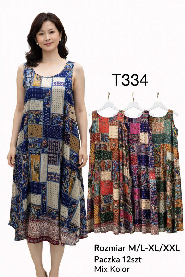 Sukienki damskie Roz M-2XL, Mix Kolor .Paczka 12 szt